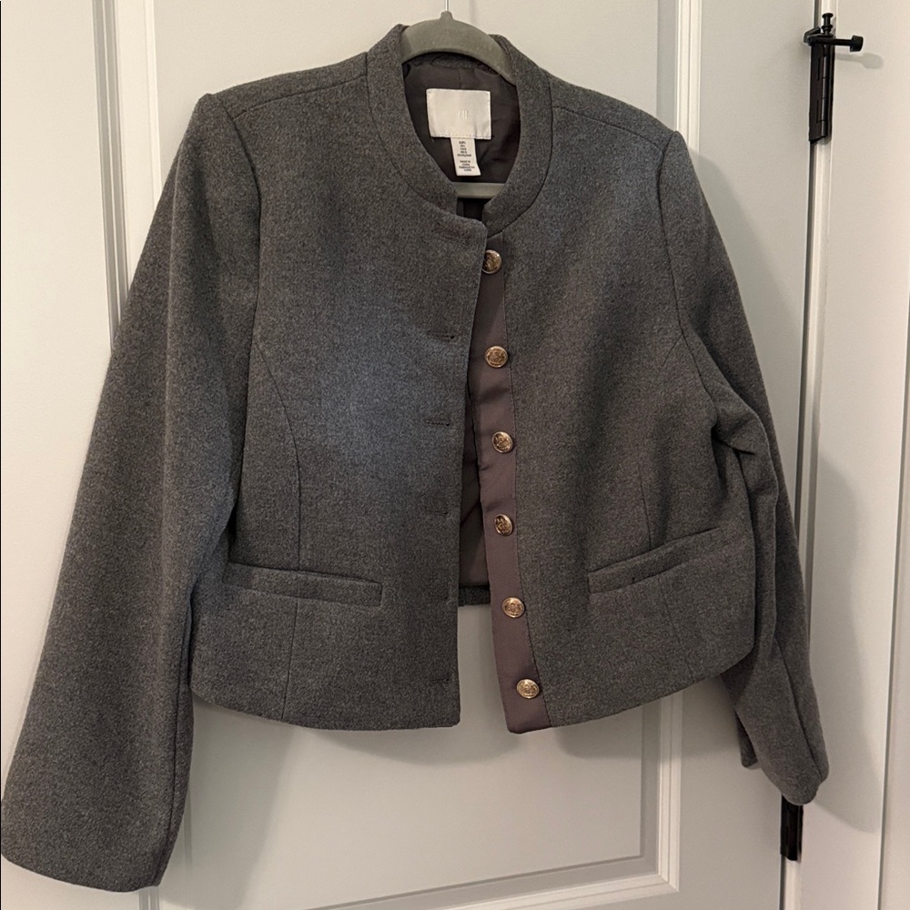 H&M Gray Blazer with Gold Buttons